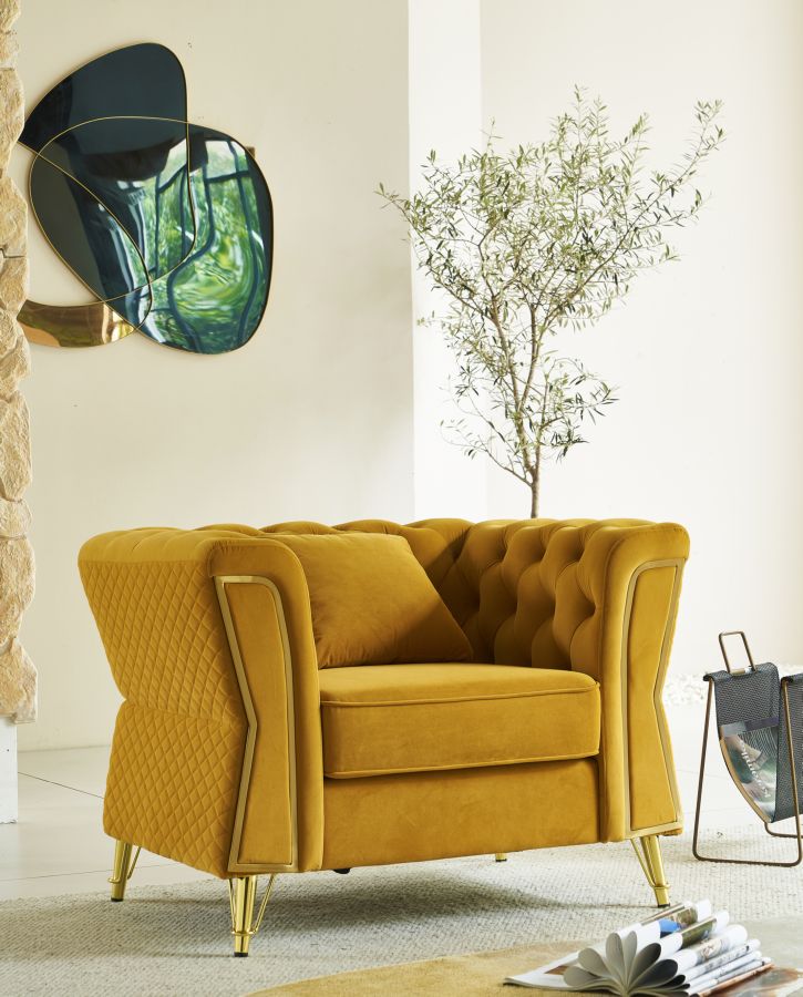 Fauteuil Emy Mustard With Cushion 104×83×76 cm