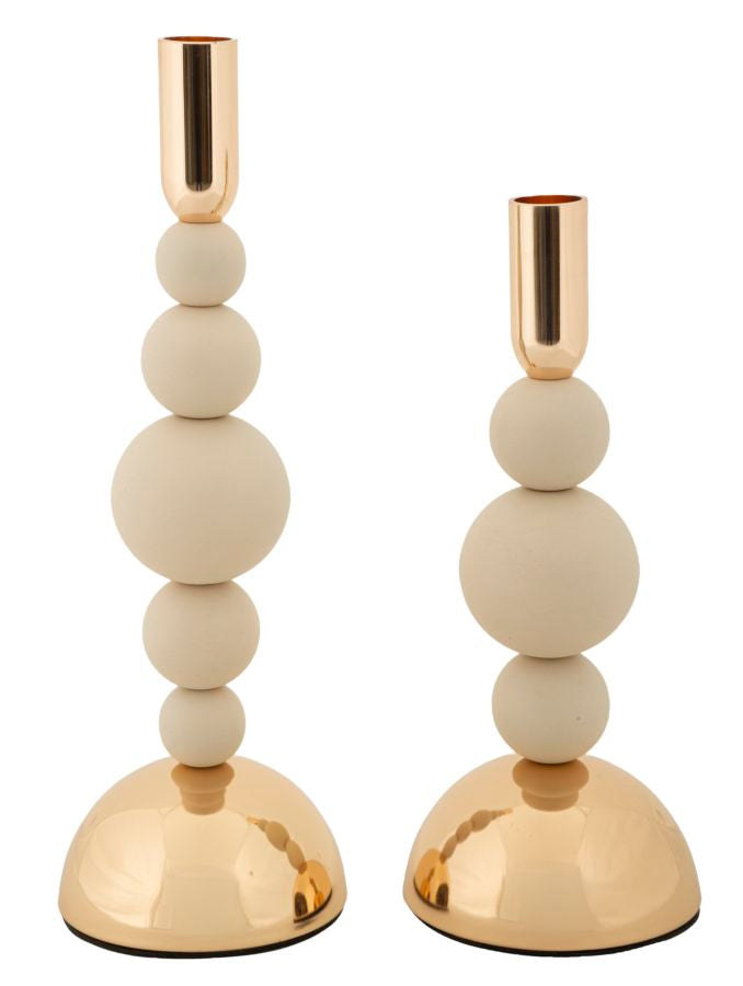 Kandelaar Cream Set 2 Pieces 10×24 cm