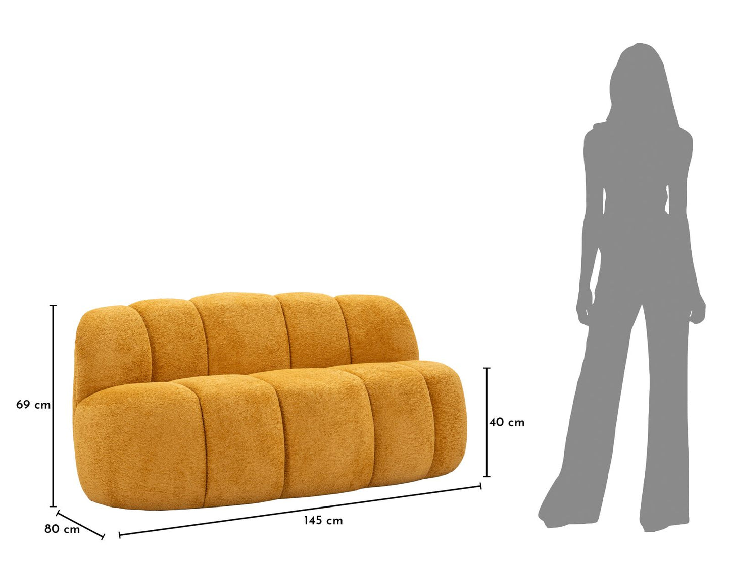 Bank Ball 2 Seat Sofa' Mustard 145×80×69 cm