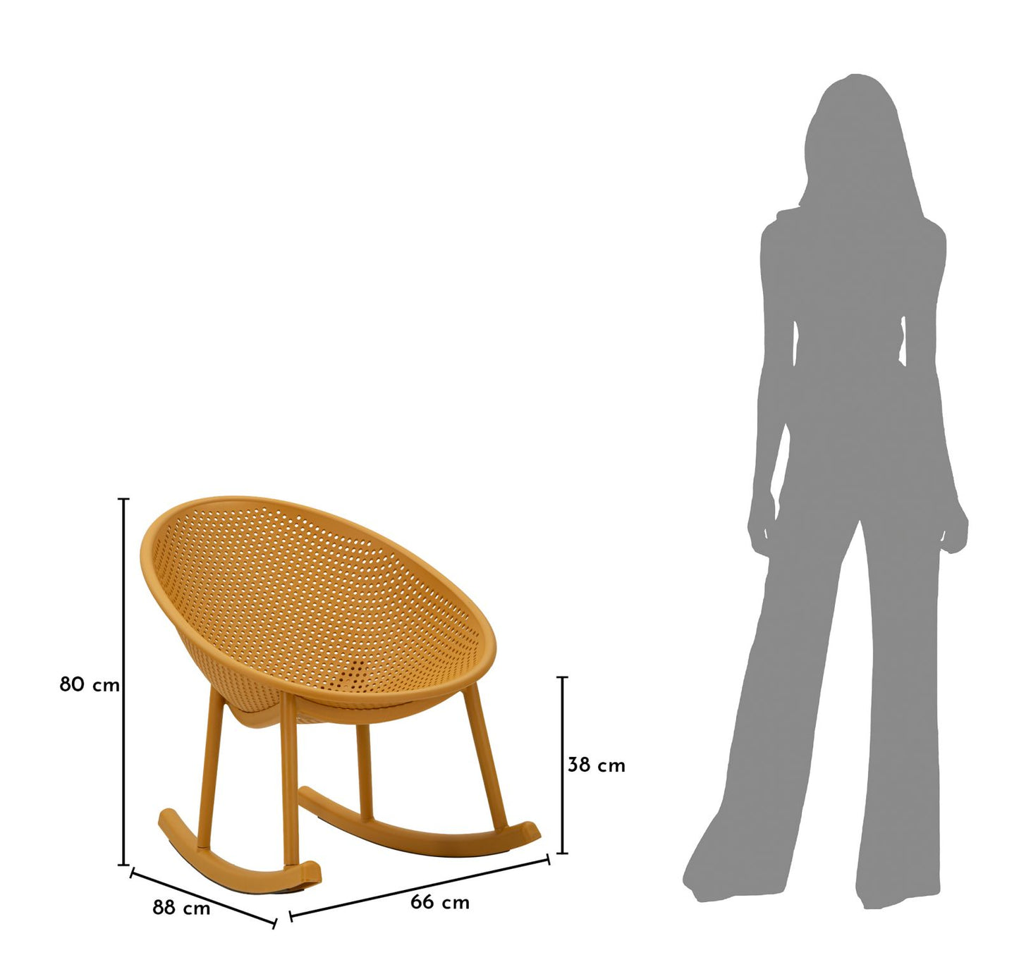 Stoel Ibiza Mustard Roching Chair 66×88×80 cm