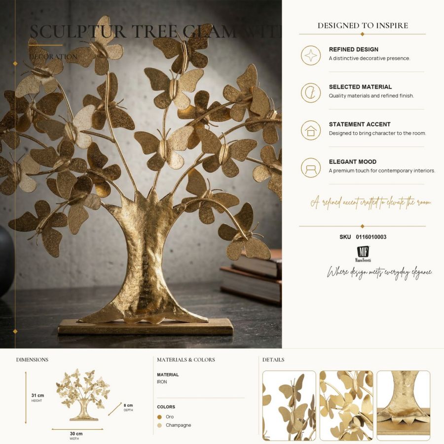Sculptuur Tree Glam With Butterfly 31×8×30 cm