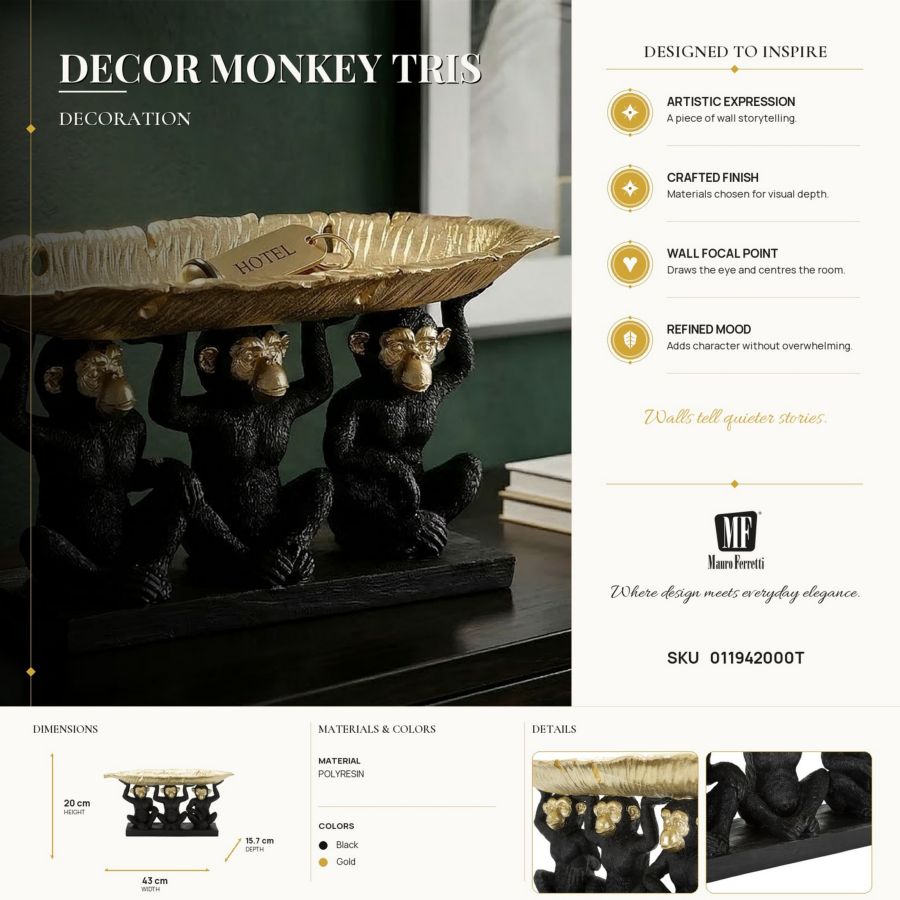 Decoratie Monkey Tris 43×15,7×20 cm