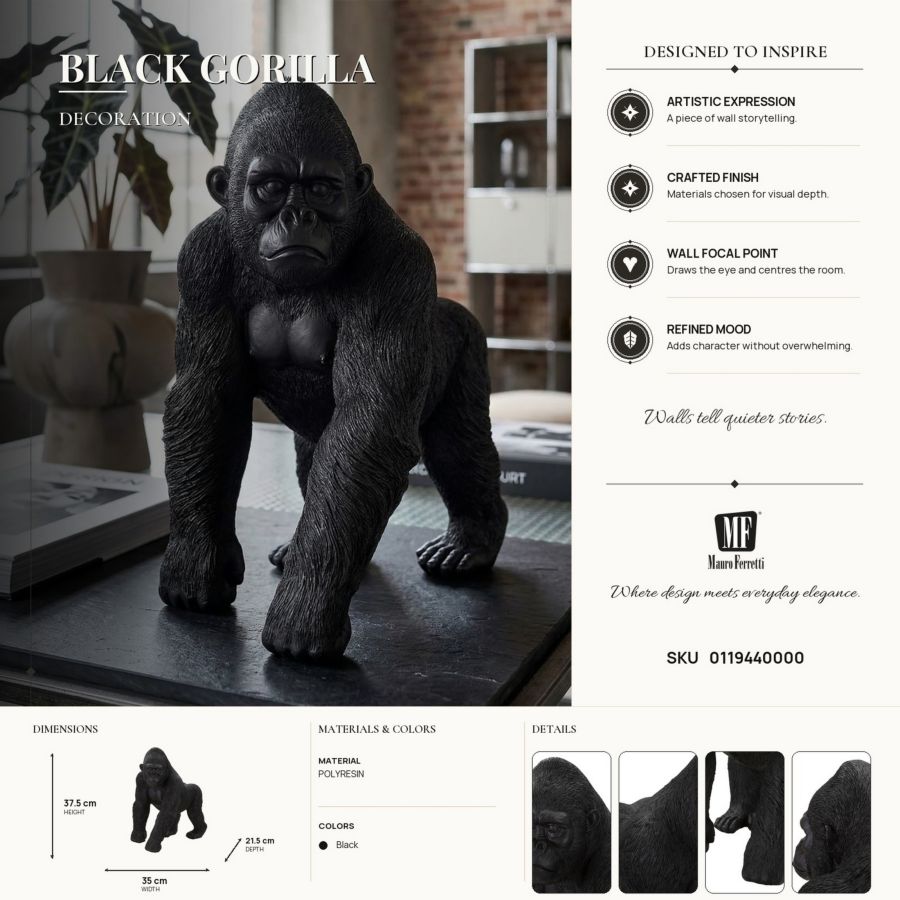 Decoratie Black Gorilla 35×21,5×37,5 cm