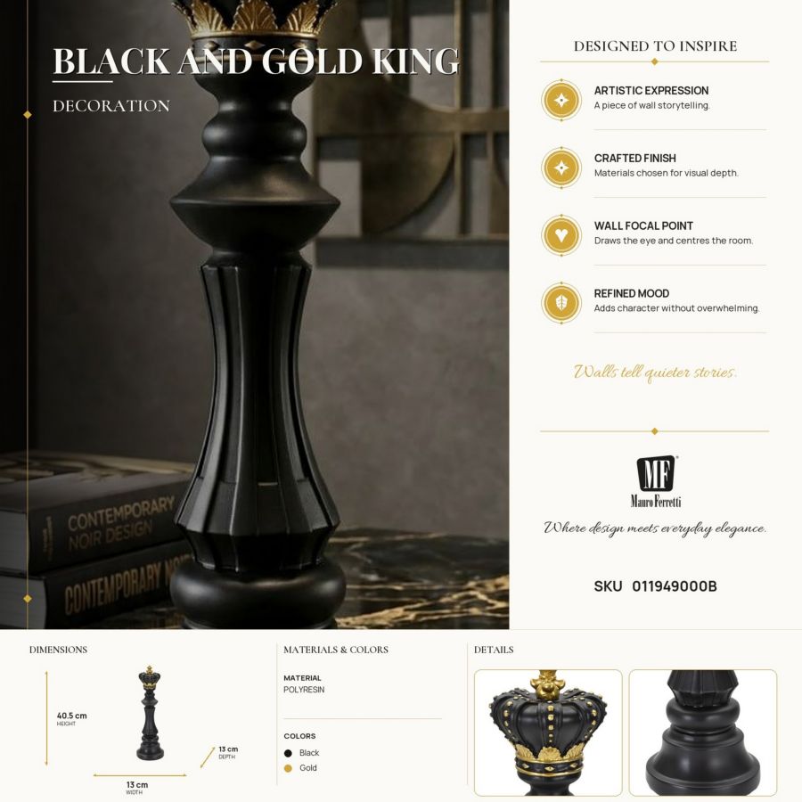 Decoratie Black & Gold King Ø 13×40,5 cm