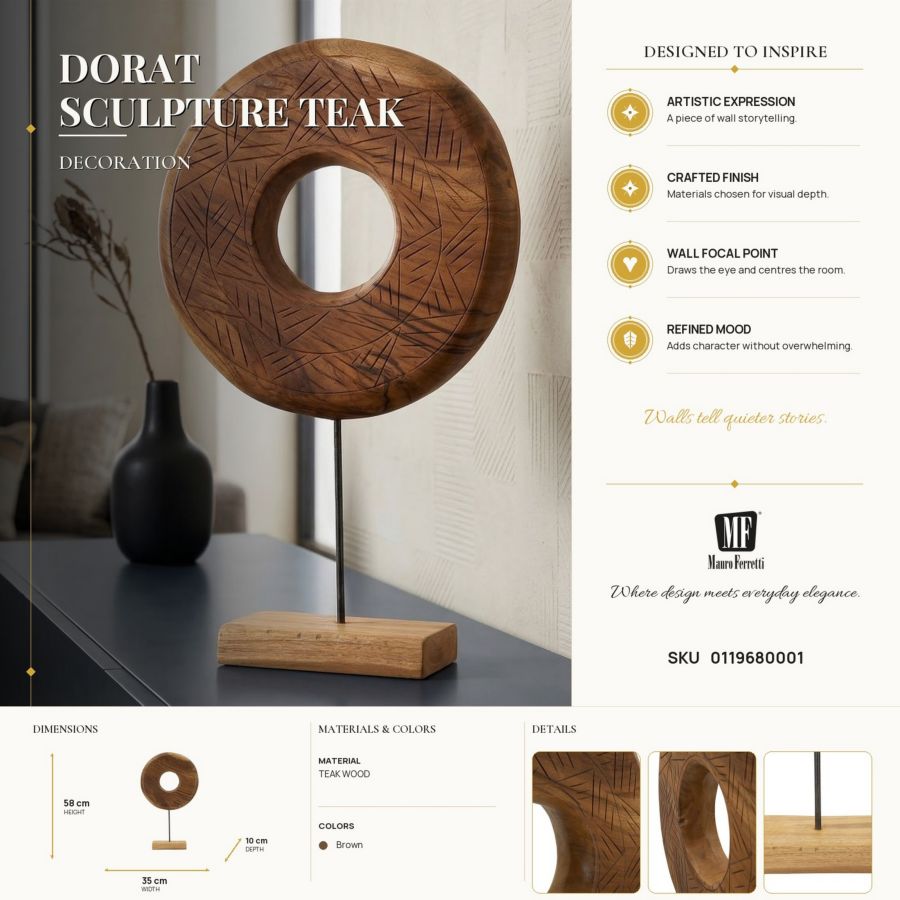 Decoratie Dorat Sculpture Teak 35×10×58 cm