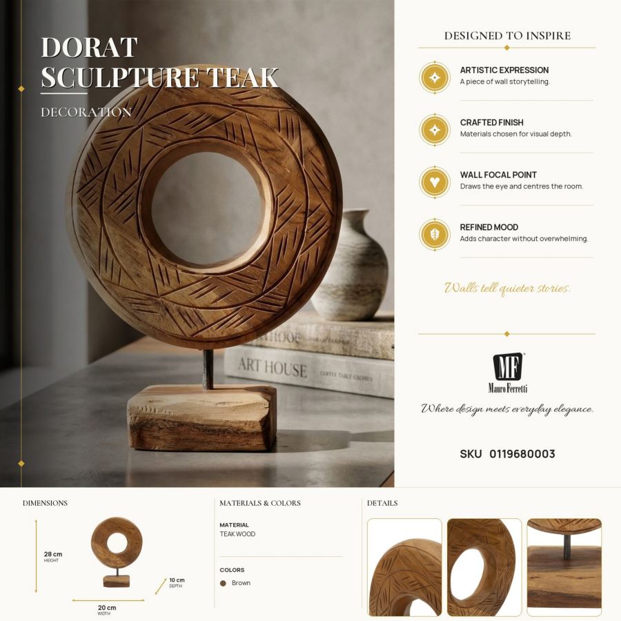 Decoratie Dorat Sculpture Teak 20×10×20 cm