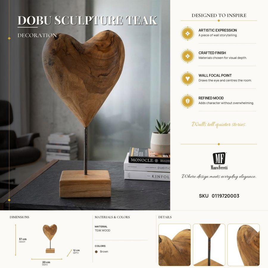 Decoratie Dobu Sculpture Teak 20×12×37 cm