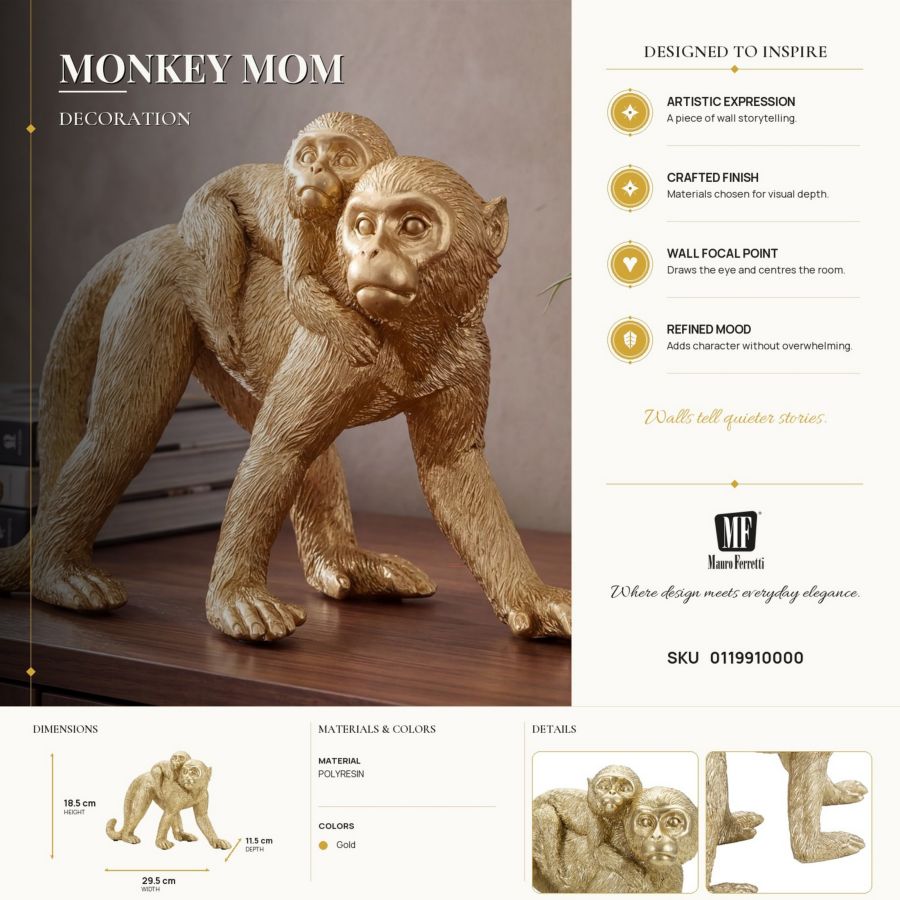 Decoratie Monkey Mom 29,5×11,5×18,5 cm