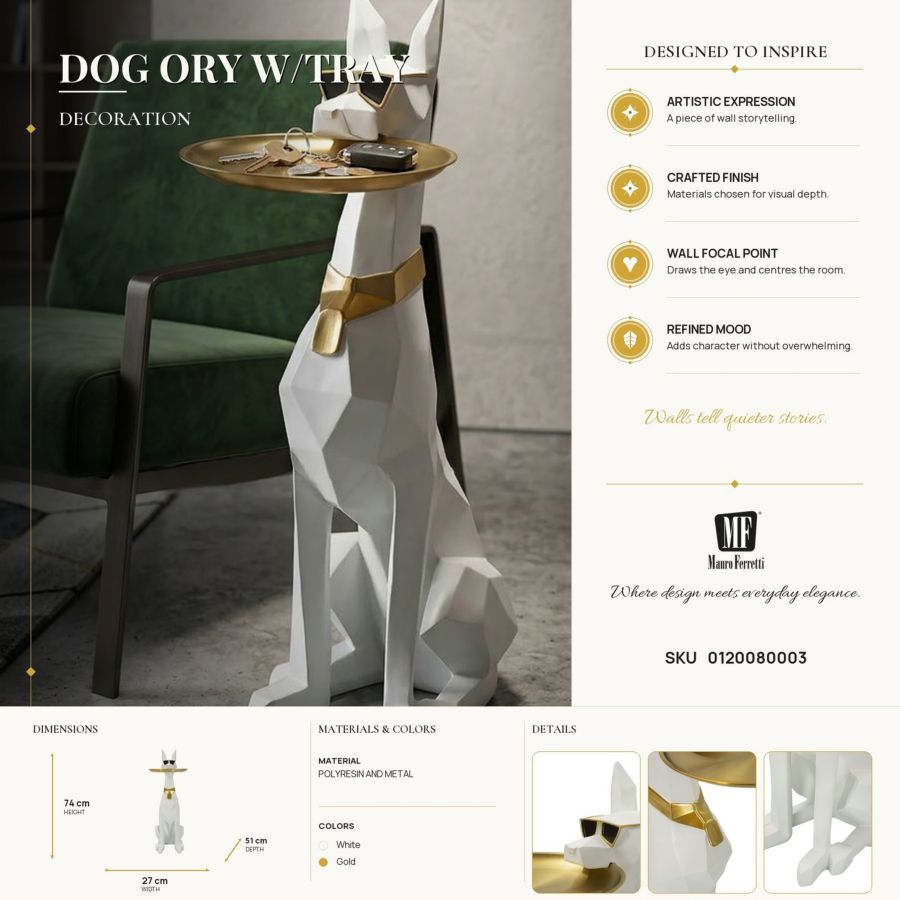 Decoratie Dog Ory W/tray 27×51×74 cm
