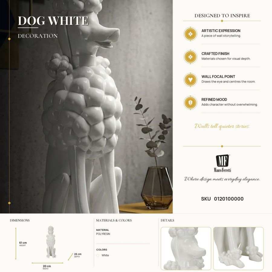 Decoratie Dog White 20×26×61 cm