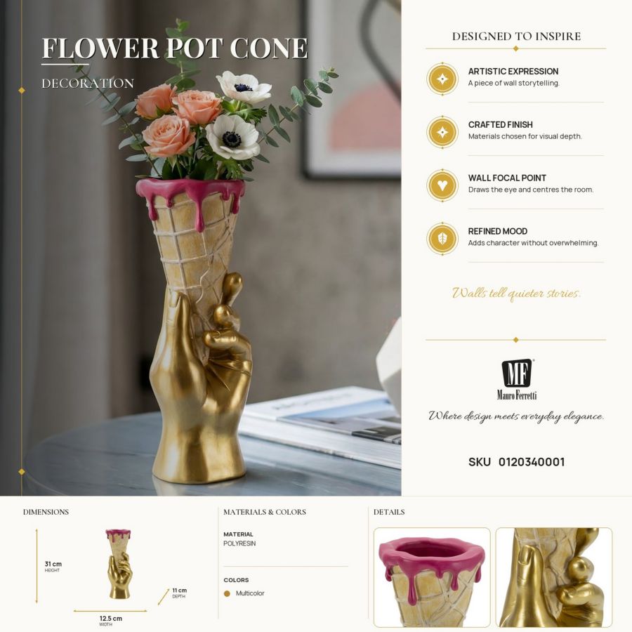 Decoratie Flower Pot Cone 12,5×11×31 cm