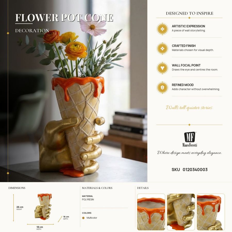 Decoratie Flower Pot Cone 18×16×26 cm
