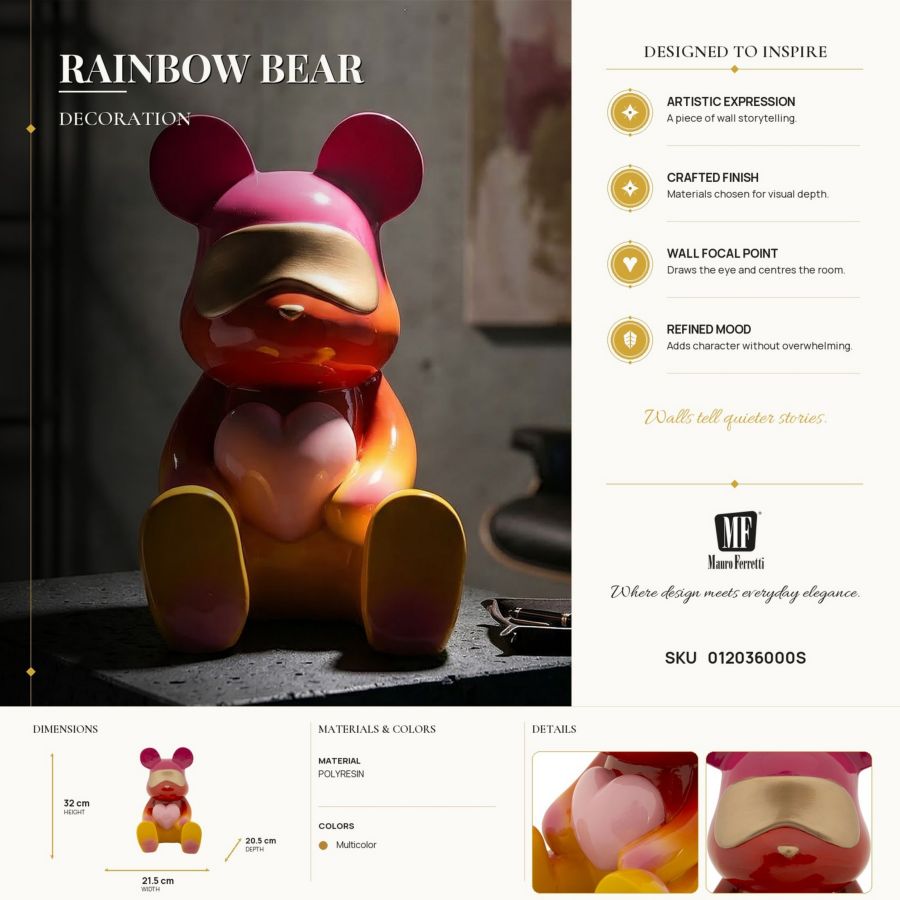 Decoratie Rainbow Bear 21,5×20,5×32 cm