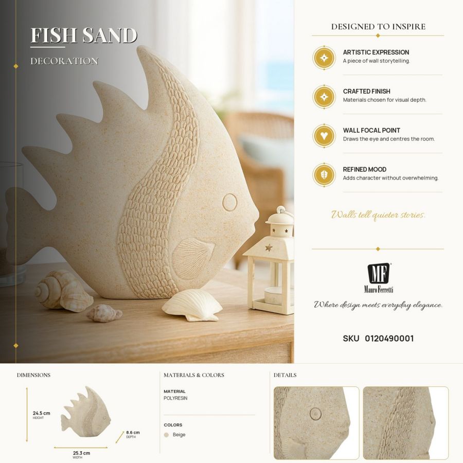 Decoratie Fish Sand 25,3×8,6×24,5 cm