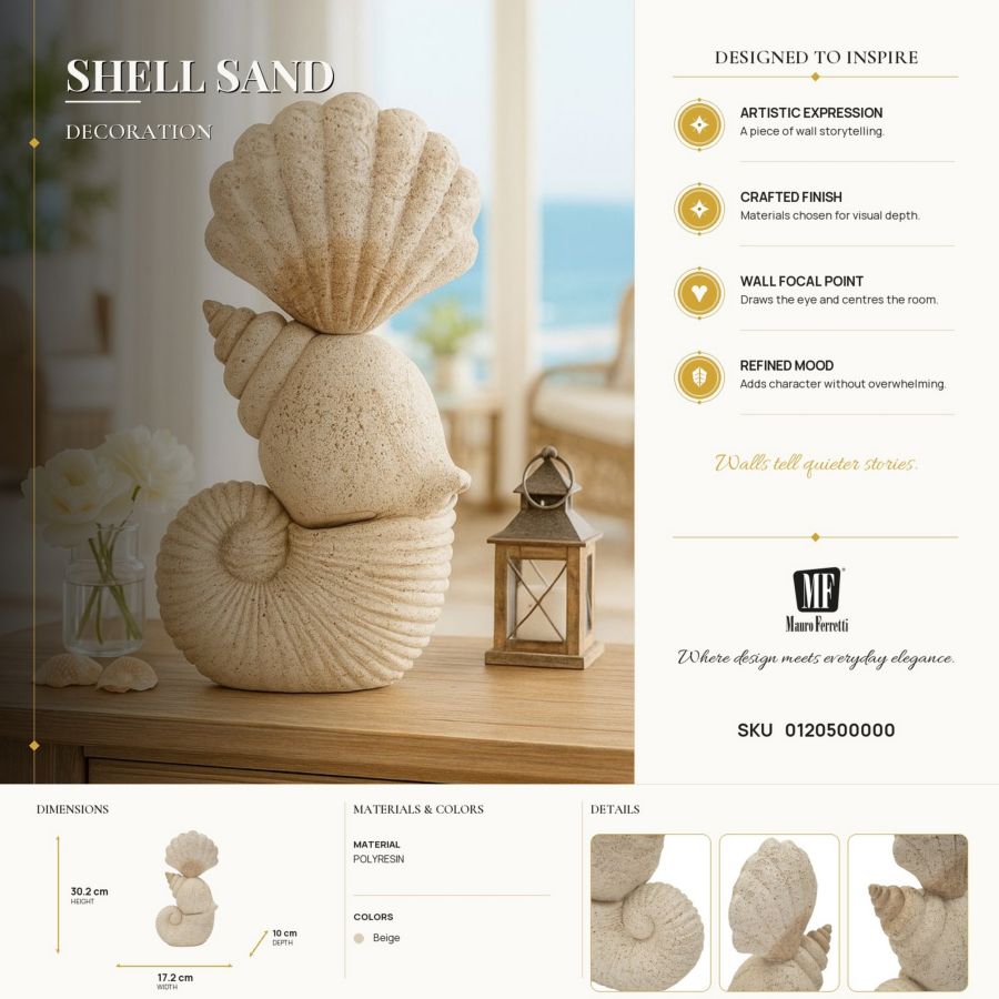 Decoratie Shell Sand 17,2×10×30,2 cm