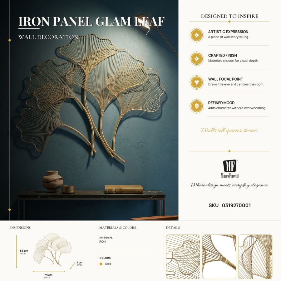 Wanddecoratie Glam Leaf 79×5×68 cm