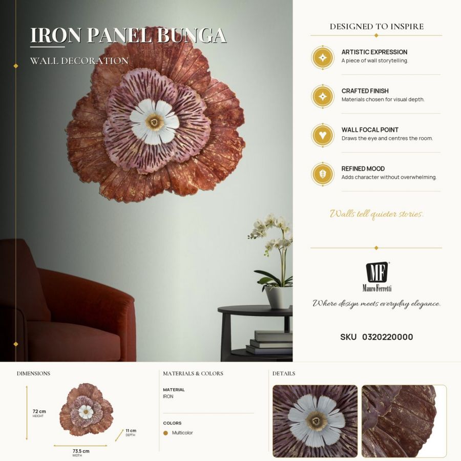 Wanddecoratie Bunga 73,5×11×72 cm