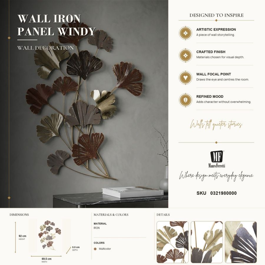 Wanddecoratie Windy 69,5×5,5×92 cm