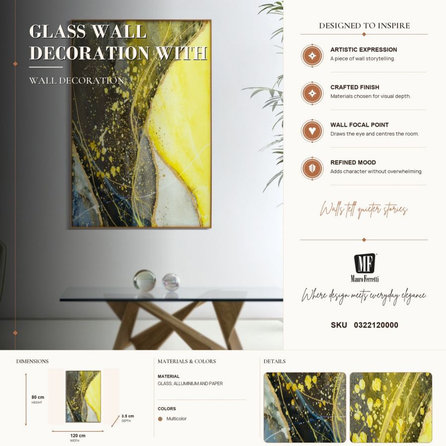 Wanddecoratie Glass Wall Panel With Frame Sunny 80×3,5×120 cm