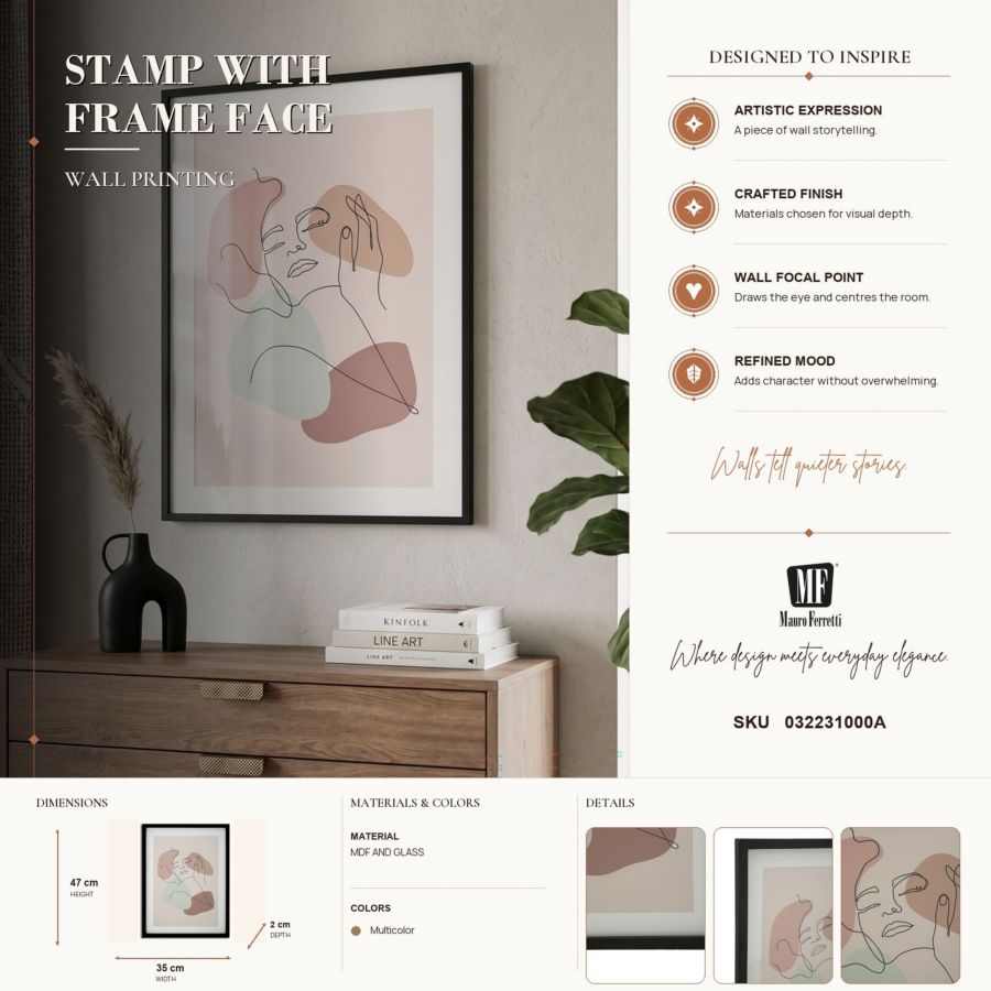 Wandkunst Stamp With Frame Face -a- 35×2×47 cm