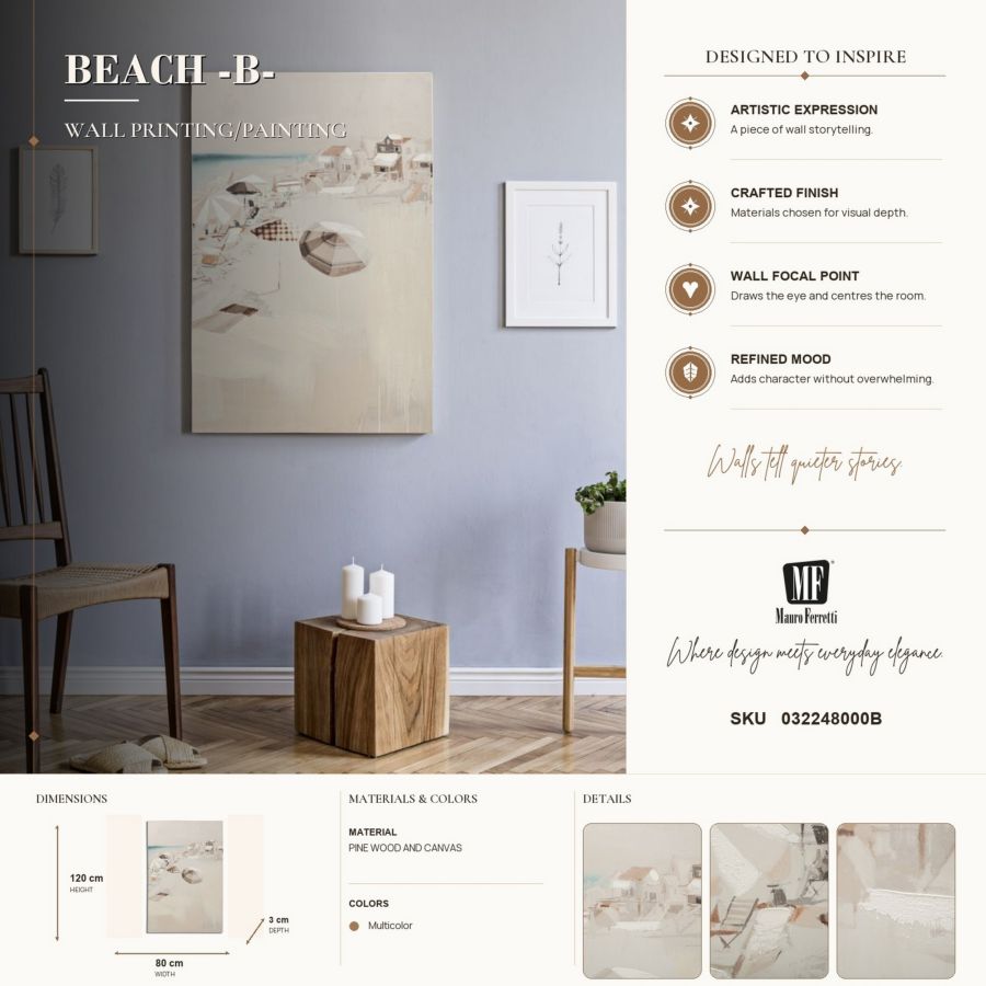 Schilderij Printing/painting Beach -b- 80×3×120 cm