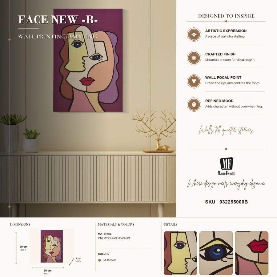 Schilderij Printing/painting Face New -b- 60×3×90 cm