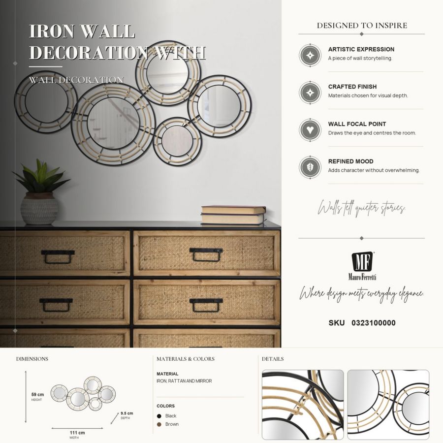 Wanddecoratie Mirrors Oporto 111×9,5×59 cm