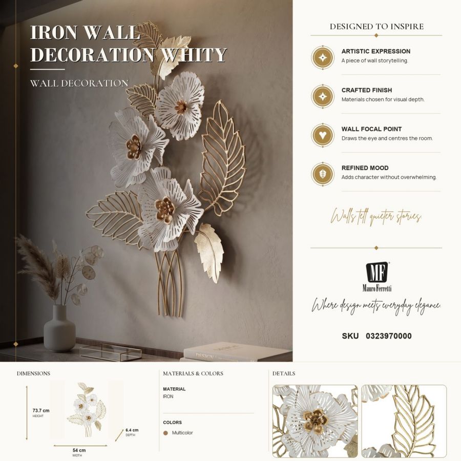 Wanddecoratie Whity 54×6,4×73,7 cm