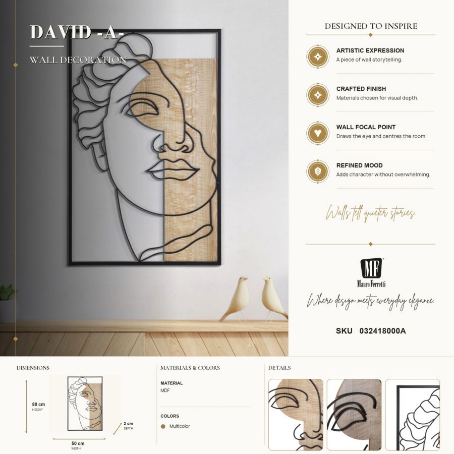 Wandpaneel David -a- 50×2×80 cm