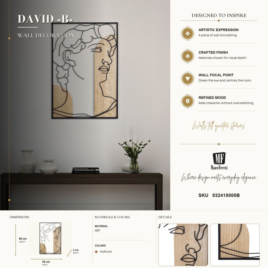 Wandpaneel David -b- 55×2×80 cm