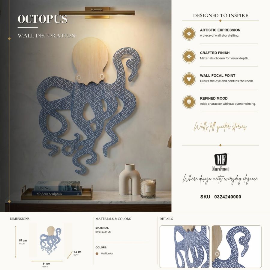 Wandpaneel Octopus 41×1.5×57 cm