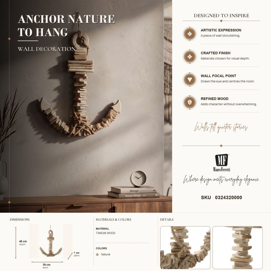 Wanddecoratie Anchor Nature To Hang 39×7×46 cm