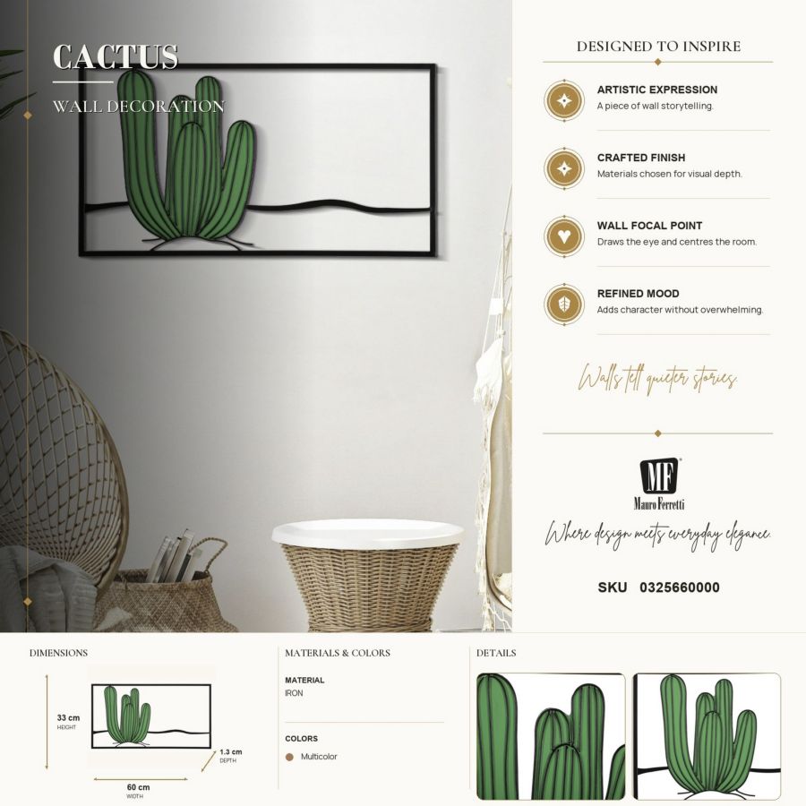 Wandpaneel Cactus 60×1,3×33 cm