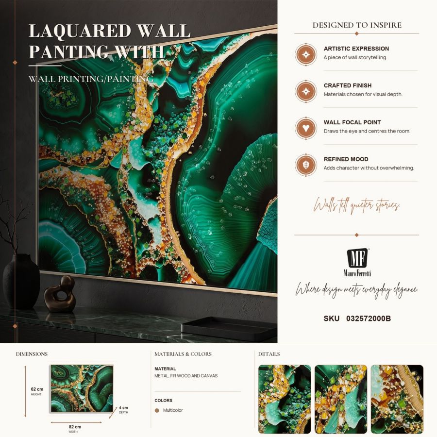 Schilderij Laquared Wall Panting With Frame Smeraldy -b- 82×4×62 cm