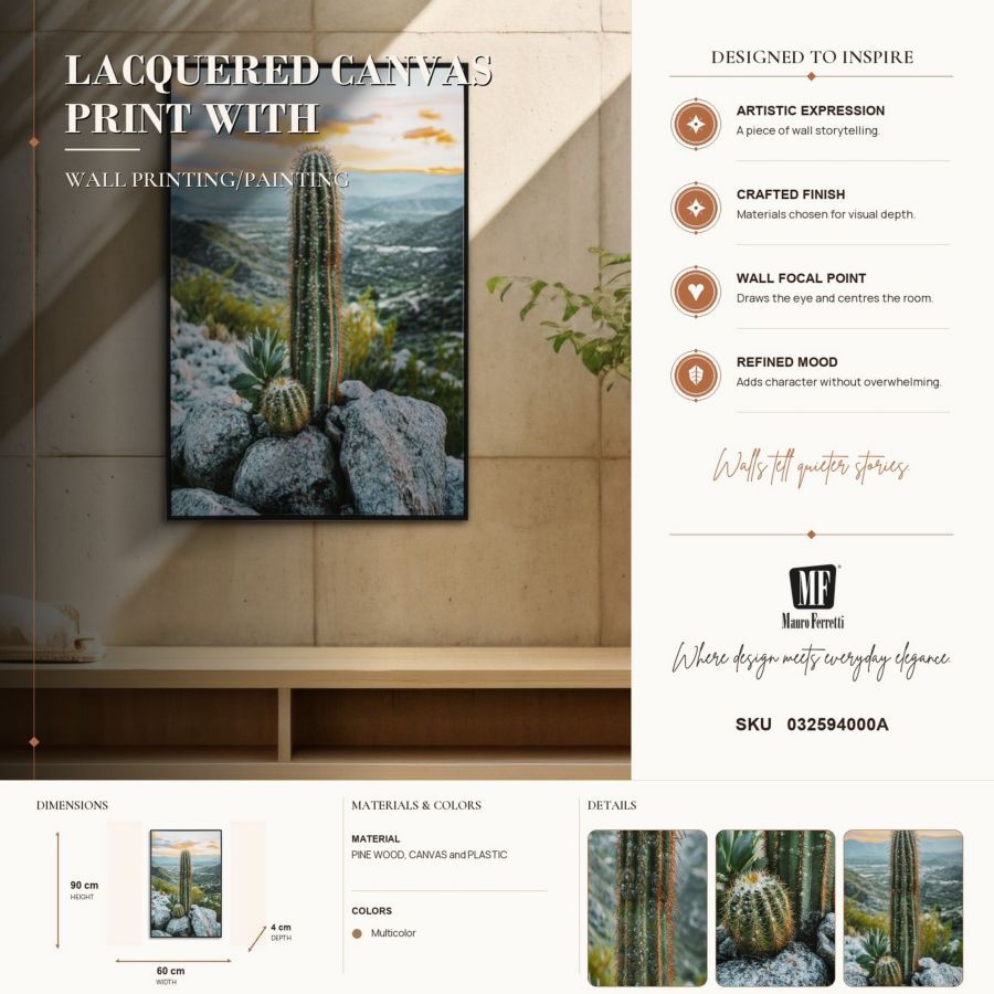 Schilderij Lacquered Canvas Print With Frame Cactus -h- 60×4×90 cm