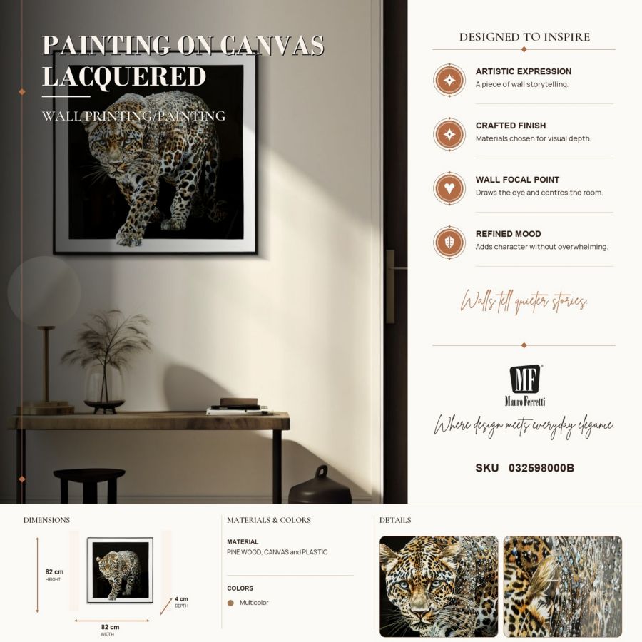 Schilderij On Canvas Lacquered Jaguar With Frame -b- 82×4×82 cm