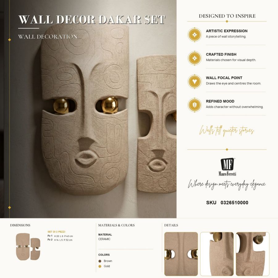 Wanddecoratie Dakar Set 2pcs 20×6×40 cm
