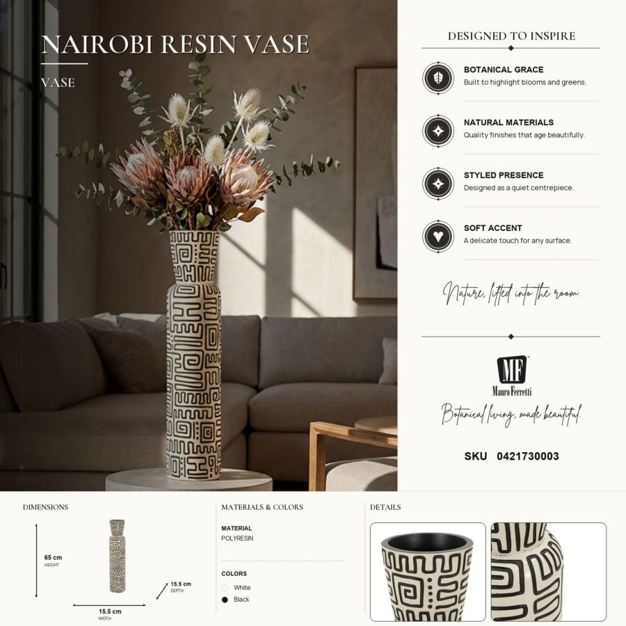 Vaas Nairobi Resin Vase Ø 15,5×65 cm