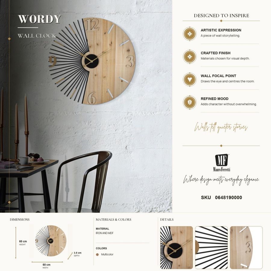 Wandklok Wordy Ø 60×3,5 cm