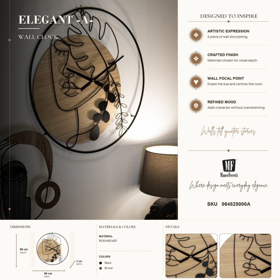 Wandklok Elegant -a- Ø 60×2 cm