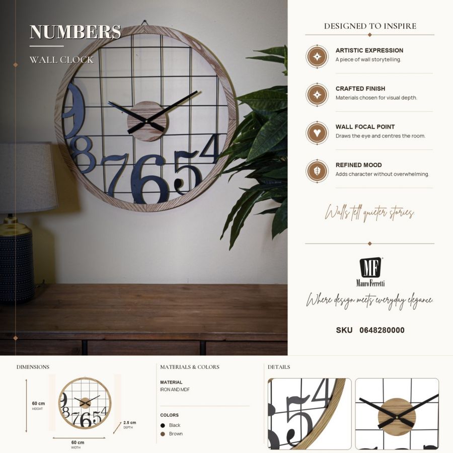 Wandklok Numbers Ø 60×2,5 cm
