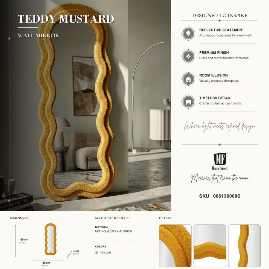 Spiegel Teddy Mustard 60×4×160 cm
