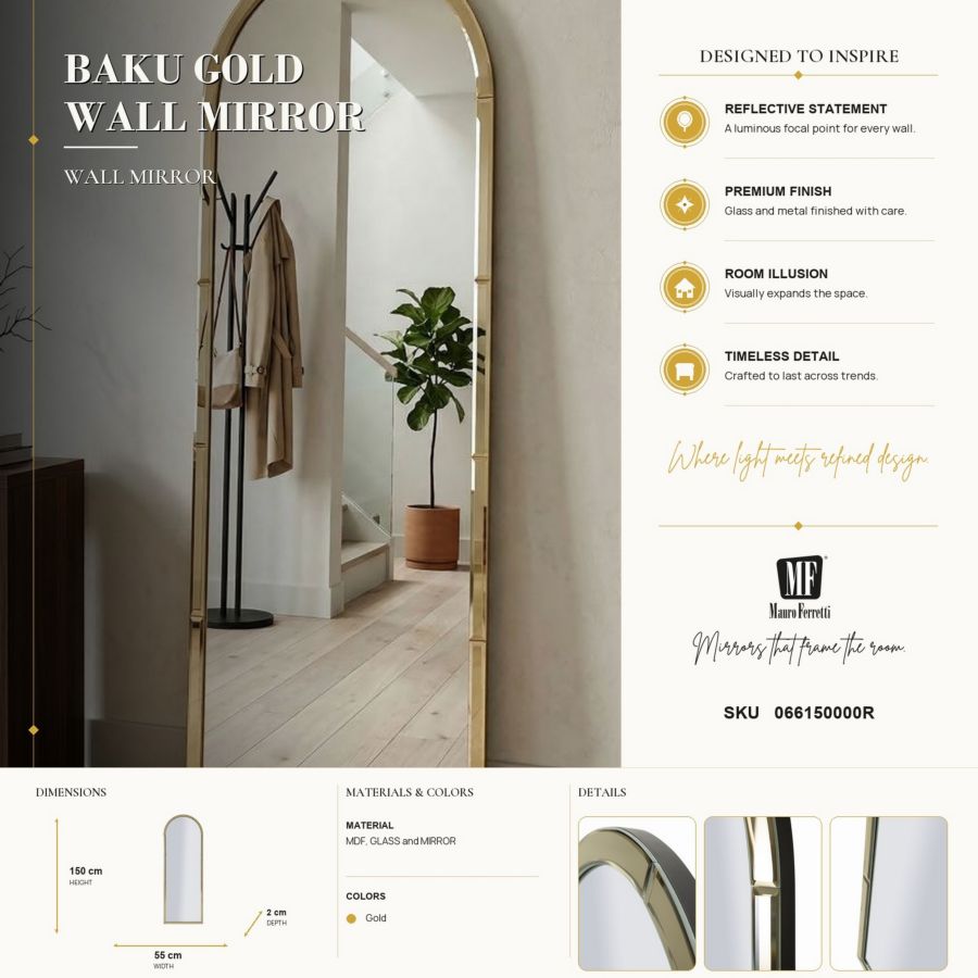 Spiegel Baku Gold Wall Mirror 55×2×150 cm
