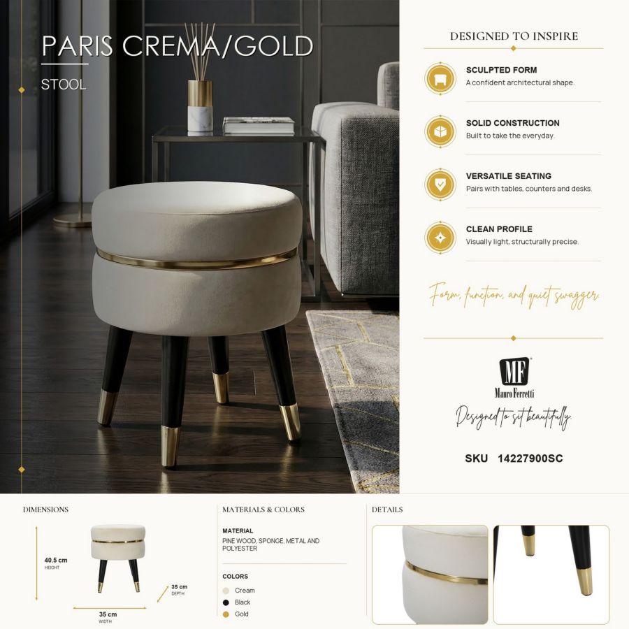 Kruk Paris Crema/gold Ø 35×40,5 cm