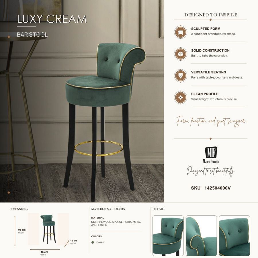 Barkruk Luxy Cream 46×48×96 cm