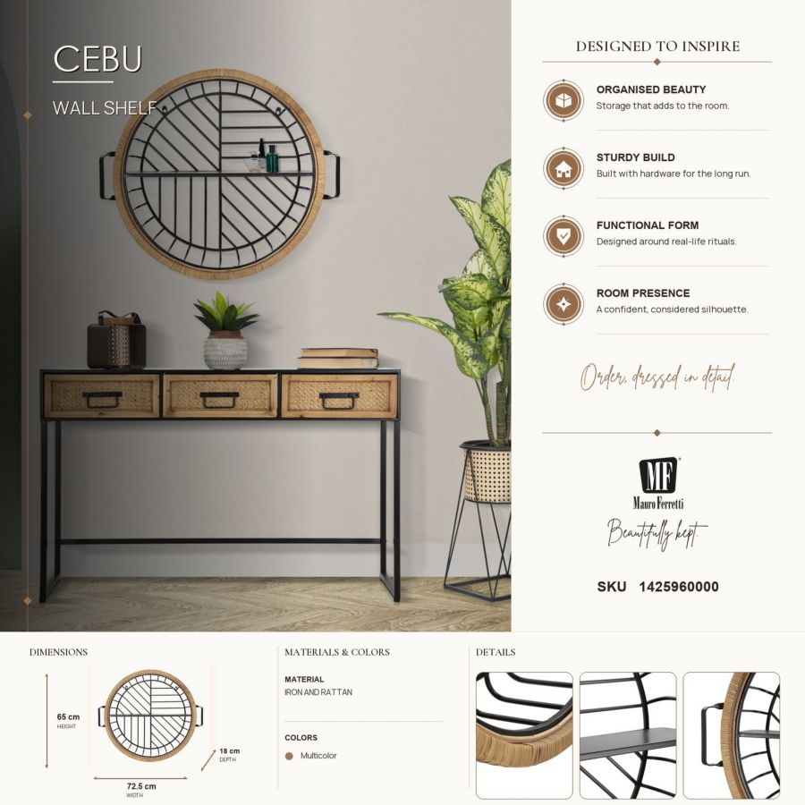 Wandplank Cebu 72,5×18×65 cm