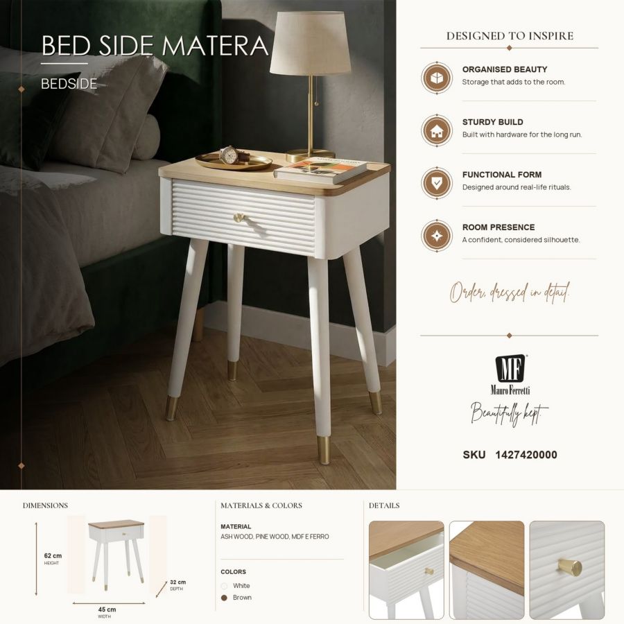Nachtkastje Bed Side Matera 45×32×62 cm