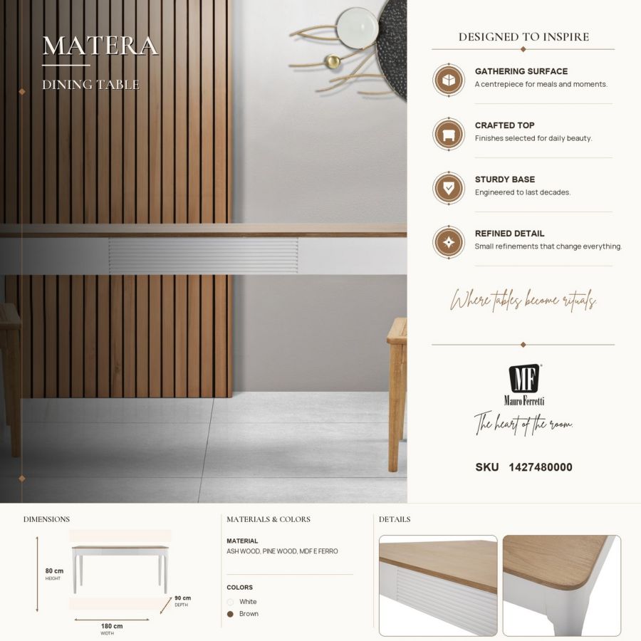 Eettafel Matera 180×90×80 cm