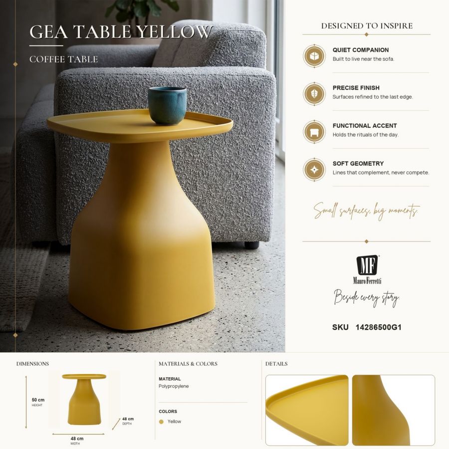 Salontafel Gea Table Yellow 48×48×50 cm