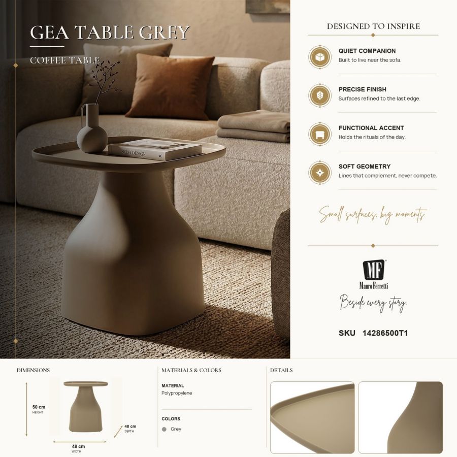 Salontafel Gea Table Grey 48×48×50 cm
